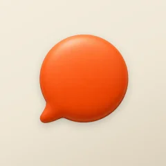The Hojta app icon: an orange speech bubble on a cream tile.